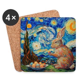 Osterhase, Ostern, Hase, frohe ostern, ostereier - Untersetzer (4er-Set) - Weiß - Vorne