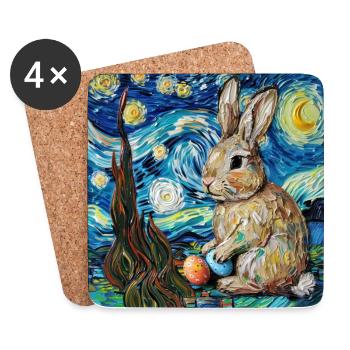 lapin de Pâques, Pâques, lapin, joyeuses Pâques, oeufs de Pâques - Dessous de verre (lot de 4) - blanc - Devant
