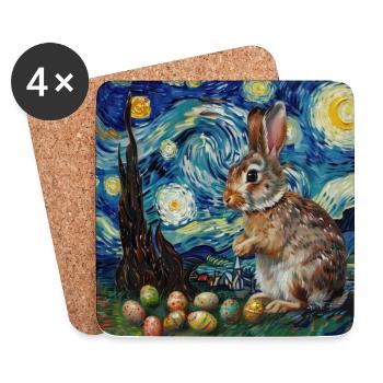 Osterhase, Ostern, Hase, frohe ostern, ostereier - Untersetzer (4er-Set) - Weiß - Vorne