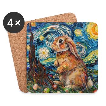 easter bunny, easter, bunny, happy easter, easter eggs - Coasters (set of 4) - white - Front
