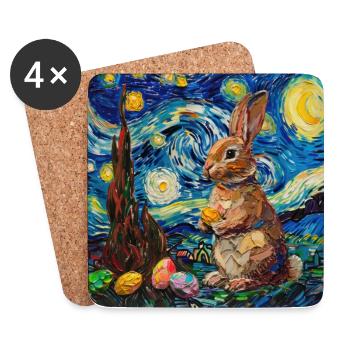 easter bunny, easter, bunny, happy easter, easter eggs - Coasters (set of 4) - white - Front