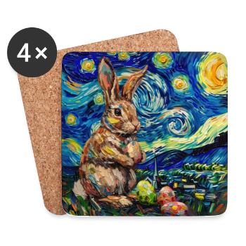easter bunny, easter, bunny, happy easter, easter eggs - Coasters (set of 4) - white - Front