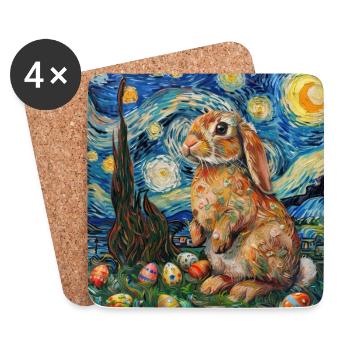 Lapin de Pâques, Pâques, Lapin - Dessous de verre (lot de 4) - blanc - Devant