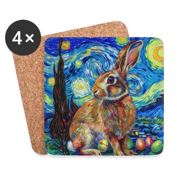 lapin de Pâques, Pâques, lapin, joyeuses Pâques, oeufs de Pâques - Dessous de verre (lot de 4) - blanc - Devant