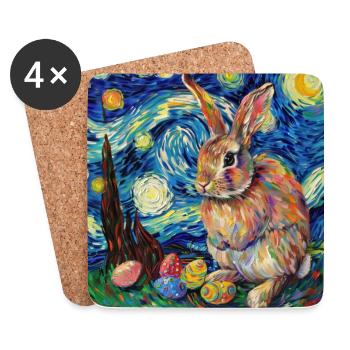 lapin de Pâques, Pâques, lapin, joyeuses Pâques, oeufs de Pâques - Dessous de verre (lot de 4) - blanc - Devant