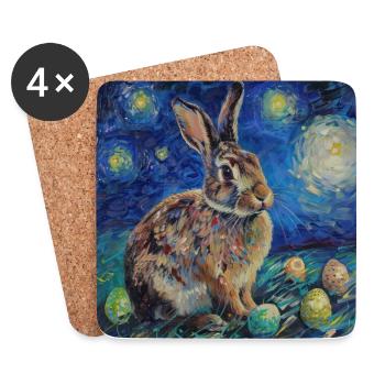 lapin de Pâques, Pâques, lapin, joyeuses Pâques, oeufs de Pâques - Dessous de verre (lot de 4) - blanc - Devant