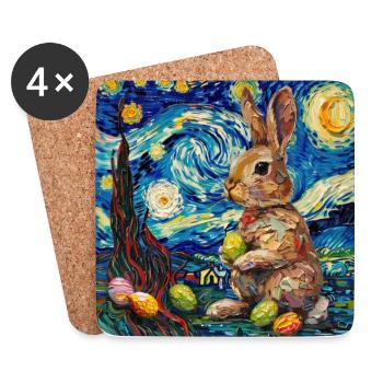 lapin de Pâques, Pâques, lapin, joyeuses Pâques, oeufs de Pâques - Dessous de verre (lot de 4) - blanc - Devant