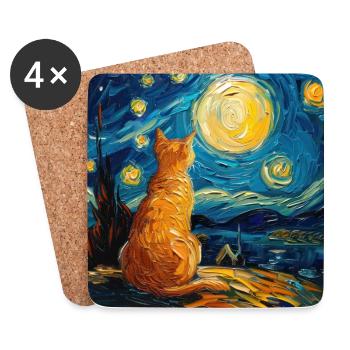 Katze, katzenmotiv - Untersetzer (4er-Set) - Weiß - Vorne