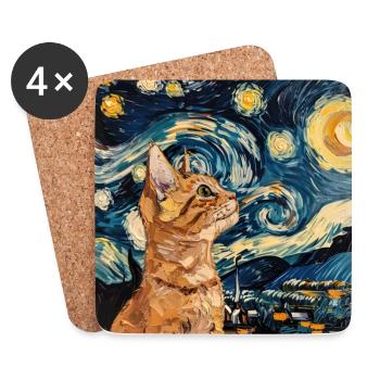 Katze, katzenmotiv - Untersetzer (4er-Set) - Weiß - Vorne