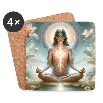 Ouverture du cœur et connexion du cœur - Dessous de verre (lot de 4) - blanc - Devant