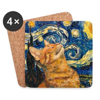 Chat, Motif De Chat - Dessous de verre (lot de 4) - blanc - Devant