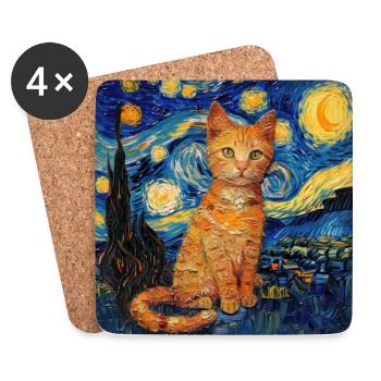 Katze, katzenmotiv - Untersetzer (4er-Set) - Weiß - Vorne