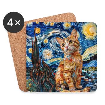 Katze, katzenmotiv - Untersetzer (4er-Set) - Weiß - Vorne
