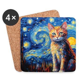 Katze, katzenmotiv - Untersetzer (4er-Set) - Weiß - Vorne