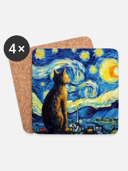 Katze, katzenmotiv, geschenk - Untersetzer (4er-Set) - Weiß