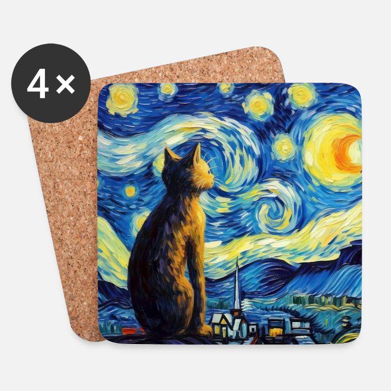 Katze, katzenmotiv, geschenk - Untersetzer (4er-Set) - Weiß