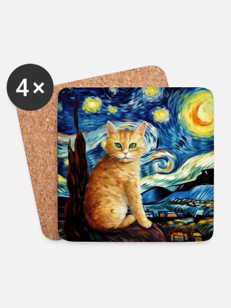 Katze, katzenmotiv, geschenk - Untersetzer (4er-Set) - Weiß