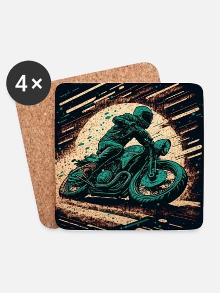 Caferacer dark green - Coasters (set of 4) - white