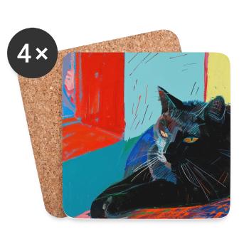 Cat, cat motif, pop art, gift, gift idea - Coasters (set of 4) - white - Front