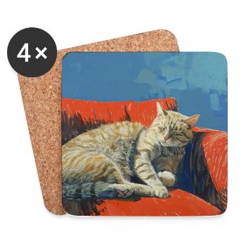 Katze, katzenmotiv, popart, geschenk, geschenkidee - Untersetzer (4er-Set) - Weiß - Vorne