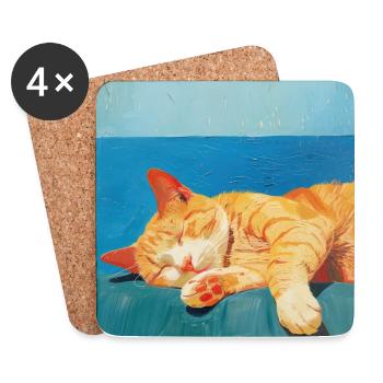 Katze, katzenmotiv, popart, geschenk, geschenkidee - Untersetzer (4er-Set) - Weiß - Vorne