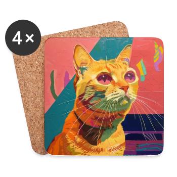 Katze, katzenmotiv, popart, geschenk, geschenkidee - Untersetzer (4er-Set) - Weiß - Vorne