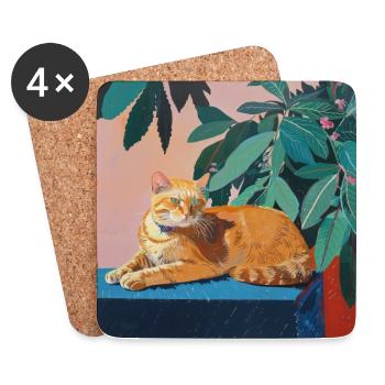 Katze, katzenmotiv, popart, geschenk, geschenkidee - Untersetzer (4er-Set) - Weiß - Vorne