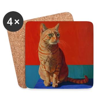 Katze, katzenmotiv, popart, geschenk, geschenkidee - Untersetzer (4er-Set) - Weiß - Vorne