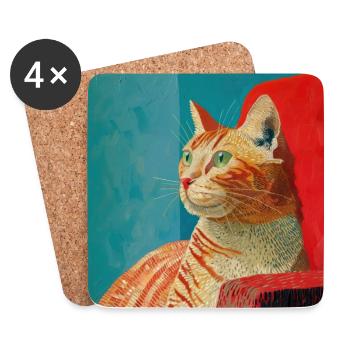 Katze, katzenmotiv, popart, geschenk, geschenkidee - Untersetzer (4er-Set) - Weiß - Vorne