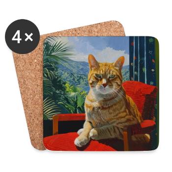 Katze, katzenmotiv, popart, geschenk, geschenkidee - Untersetzer (4er-Set) - Weiß - Vorne