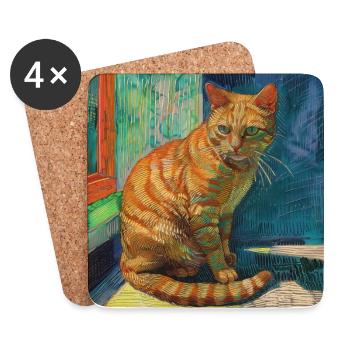 Katze, katzenmotiv, popart, geschenk, geschenkidee - Untersetzer (4er-Set) - Weiß - Vorne
