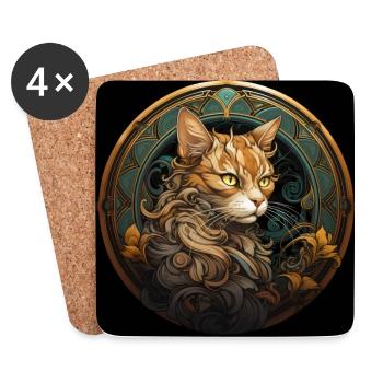 Chat, motif de chat, cadeau, idées cadeaux chat - Dessous de verre (lot de 4) - blanc - Devant