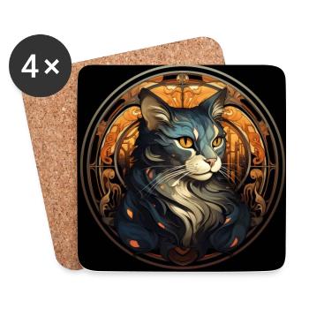 Katze, katzenmotiv, vintage, geschenk - Untersetzer (4er-Set) - Weiß - Vorne