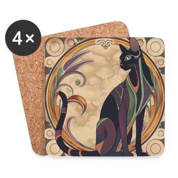 Katze, katzenmotiv, vintage, geschenk - Untersetzer (4er-Set) - Weiß - Vorne