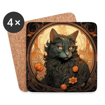 Katze, katzenmotiv, vintage, geschenk - Untersetzer (4er-Set) - Weiß - Vorne