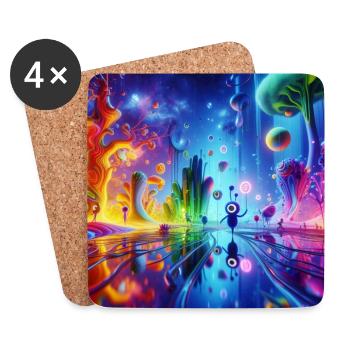 Surreale Traumlandschaft: Neon-Gewässer - Untersetzer (4er-Set) - Weiß - Vorne