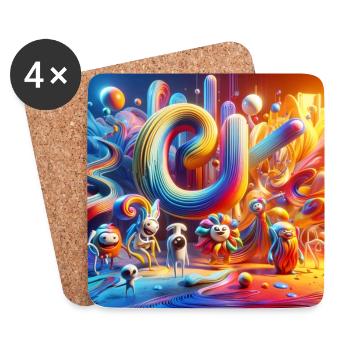 Colorful fantasy world - Coasters (set of 4) - white - Front