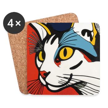 Katze, katzenmotiv - Untersetzer (4er-Set) - Weiß - Vorne