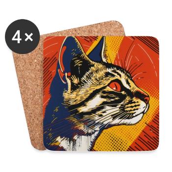 Katze, katzenmotiv - Untersetzer (4er-Set) - Weiß - Vorne