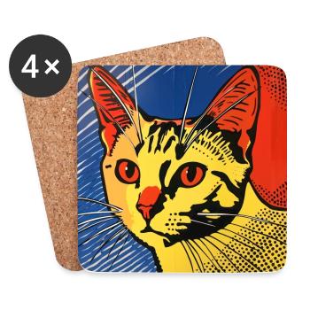 Chat, Motif De Chat - Dessous de verre (lot de 4) - blanc - Devant
