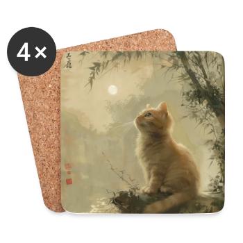 Chat, Motif De Chat - Dessous de verre (lot de 4) - blanc - Devant