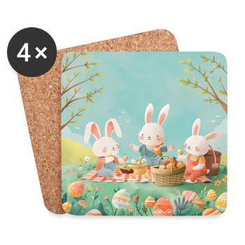 Easter Bunny Picnic – Family Joy in Spring - Coasters (set of 4) - white - Front