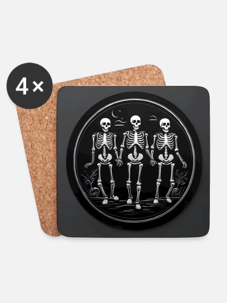 Three Skeletons Radiology Skeleton Design - Coasters (set of 4) - white