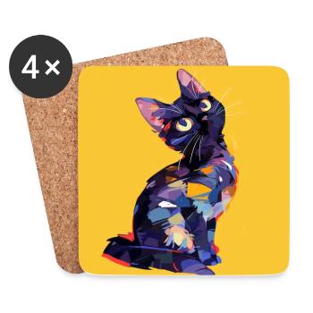 Chat, Motif De Chat - Dessous de verre (lot de 4) - blanc - Devant