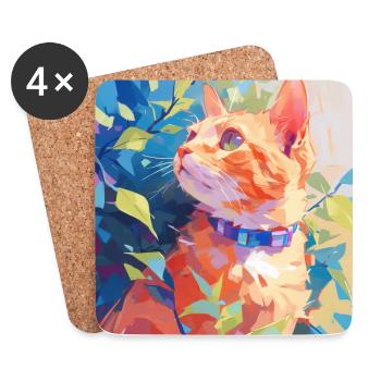 Katze, katzenmotiv - Untersetzer (4er-Set) - Weiß - Vorne