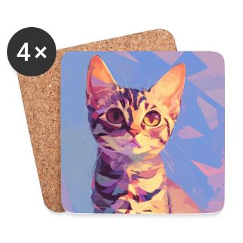Katze, katzenmotiv - Untersetzer (4er-Set) - Weiß - Vorne