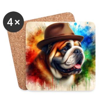 English Bulldog Art - Coasters (set of 4) - white - Front