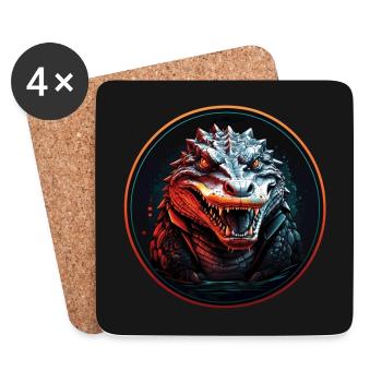 Alligator Portrait Krokodil mit offenem Maul - Untersetzer (4er-Set) - Weiß - Vorne