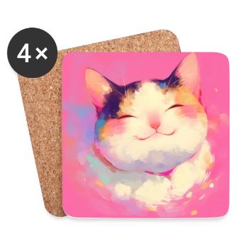 Katze, katzenmotiv - Untersetzer (4er-Set) - Weiß - Vorne