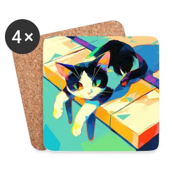 Katze, katzenmotiv - Untersetzer (4er-Set) - Weiß - Vorne